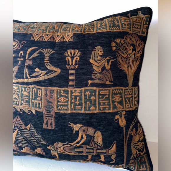 Vintage 90s 2pc Egyptian Tapestry Accent Pillows - Picture 9 of 10